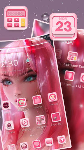Anime Pink Devil Girl Theme screenshot 3