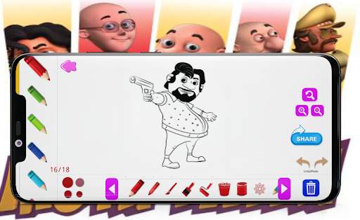 Motu Drawing or Coloring Game-Patlu Sketching Game screenshot 6