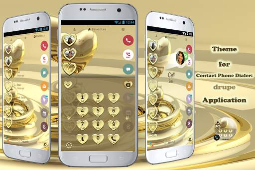 Dialer Theme Metal Gold Heart screenshot 1