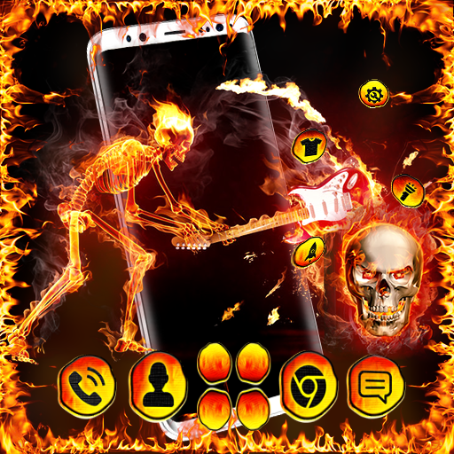 Flaming Skeleton Launcher Theme icon