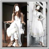 Women White Dress Fashion आइकन