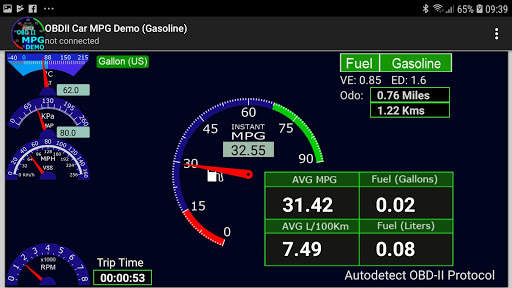 OBDII Car MPG Demo (Gasoline) स्क्रीनशॉट 3