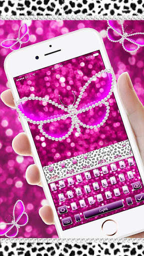 Pink Glitter Diamond Butterfly Keyboard screenshot 1