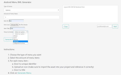 Android Menu XML Generator screenshot 2