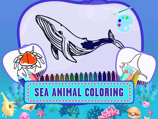 바다 동물 이름 게임 - 퍼즐 색칠 Ocean Animals Games screenshot 1