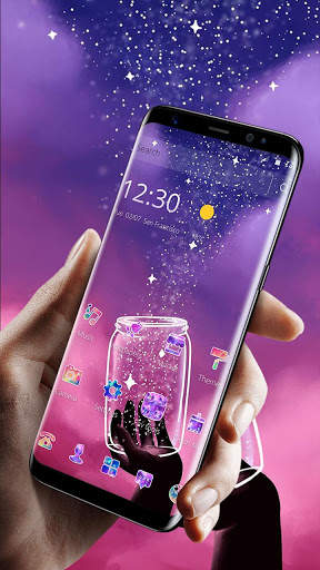 Violet Galaxy Glitter Bottle Theme screenshot 1