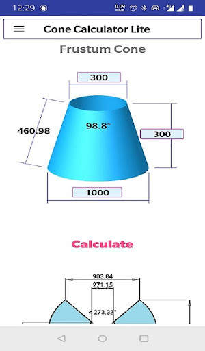 Cone Calculator Lite screenshot 1