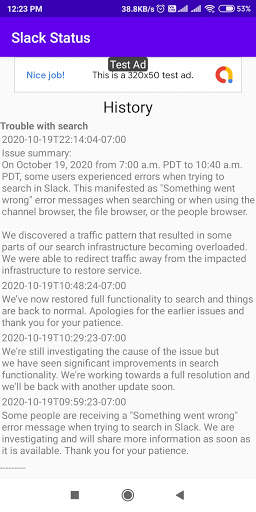 Slack status screenshot 2