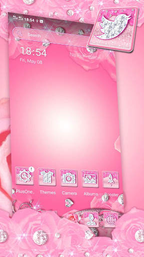 Pink Flower Diamond Launcher Theme screenshot 1