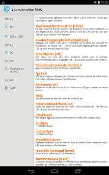 Codes de triche SIMS screenshot 2