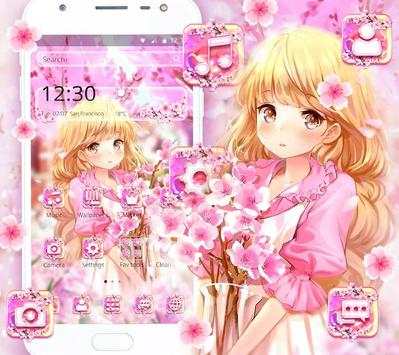 Pink Blossom Sakura Girl Theme screenshot 1