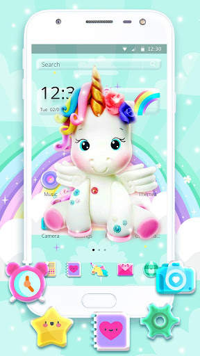 Cute Rainbow Unicorn Launcher Theme screenshot 2
