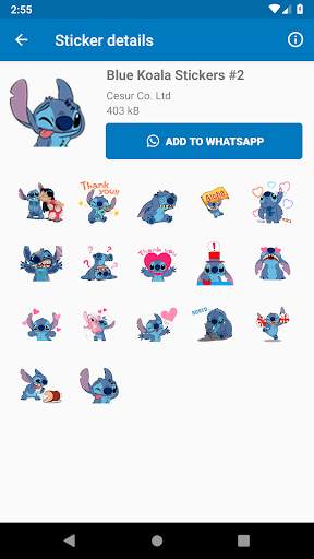 Blue Koala Stitch Stickers For WhatsApp  2020 screenshot 3