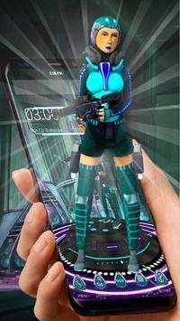 3D Warrior Girl Launcher Theme. screenshot 1