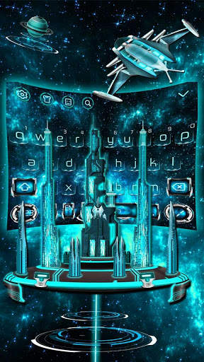 3D Space Galaxy City Keyboard Theme screenshot 1