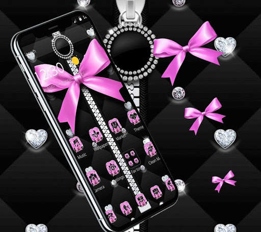 Pink Black Minny Bowknot Theme screenshot 3