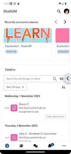 StudiUM mobile screenshot 1