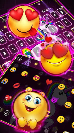 Neon Cartoon Rainbow Unicorn Keyboard screenshot 3