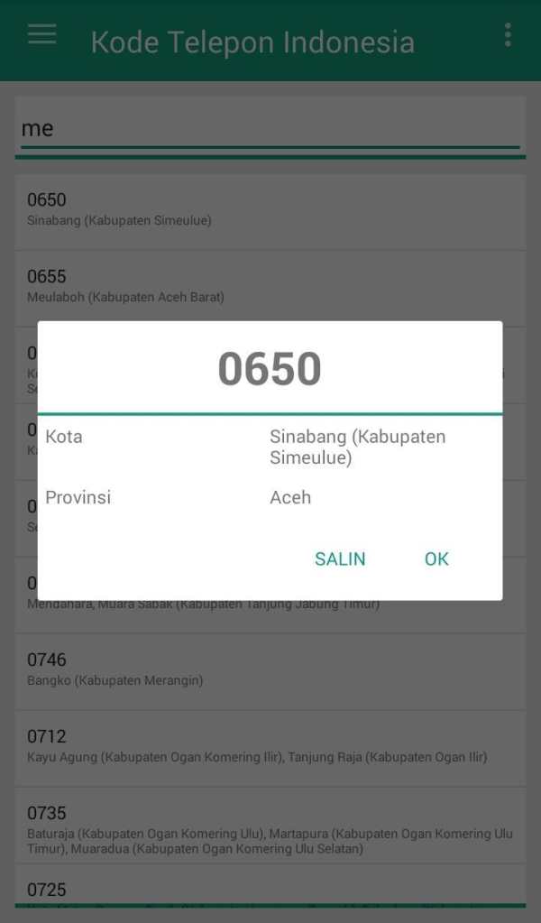 Kode Telepon Indonesia screenshot 4