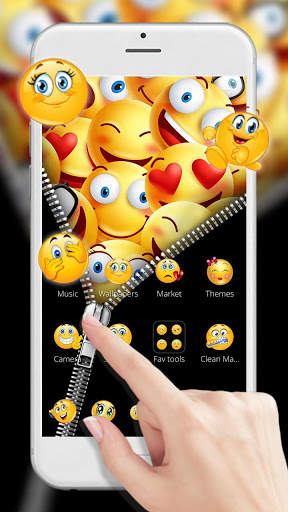 Smiley Emoji Zipper Themes HD Wallpapers 3D icons screenshot 1