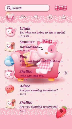 GO SMS PRO PINK KITTY THEME screenshot 2