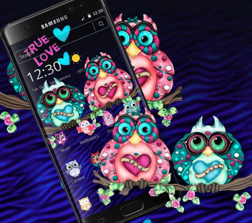 Cartoon Colorful Love Owl Theme 4 تصوير الشاشة