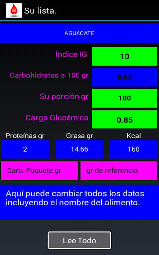 Índice glucém y la carga  Lite screenshot 18