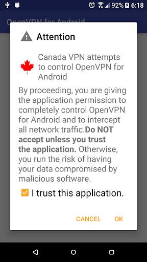 Canada VPN -Plugin for OpenVPN screenshot 3