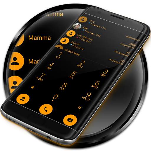 Dialer theme Flat Black Orange 100