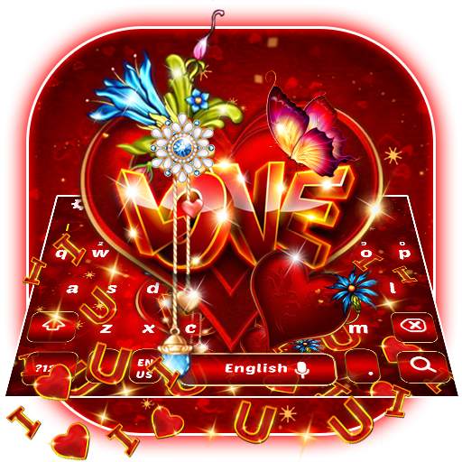 Valentines Red Love Heart Gravity Keyboard 10001002