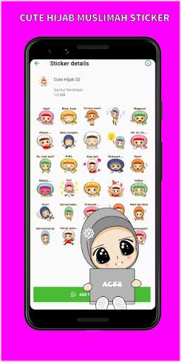 Cute Modish Hijab Muslimah Sticker For WhatsApp screenshot 3