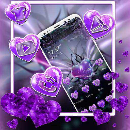 Purple Love Heart Launcher Theme 1.3