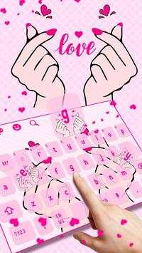 Cute Love Hands Pink Keyboard Theme screenshot 2