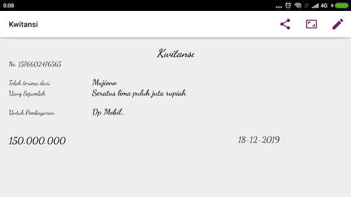 Kwitansi / Cash Receipt स्क्रीनशॉट 2