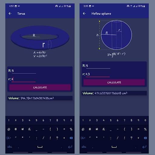 Volume calculator - 3D shapes screenshot 4
