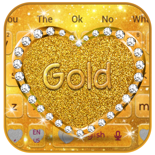 Gold Glitter Heart Diamond Keyboard Theme icon