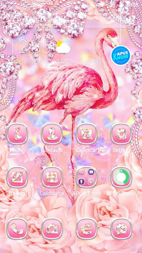 Pink Diamond Flamingo APUS Launcher theme screenshot 1