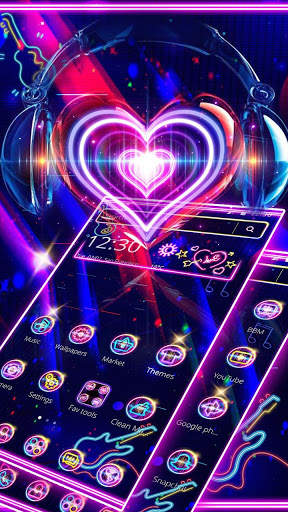 Neon Music Love Heart Theme screenshot 2
