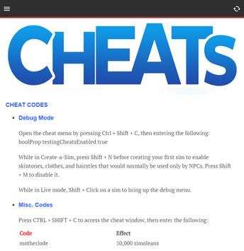 All Sims 2 Cheat Codes screenshot 1