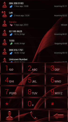 Dialer MetalGate Red Theme 2 تصوير الشاشة