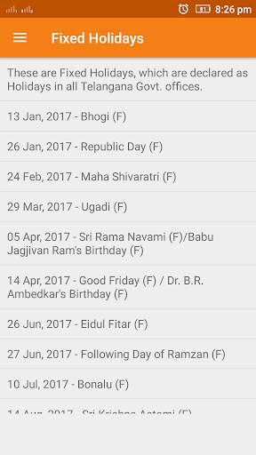 Telangana Holidays Calendar 2021 screenshot 3
