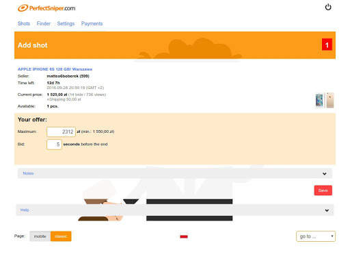 PerfectSniper - auction sniper for Ebay screenshot 12