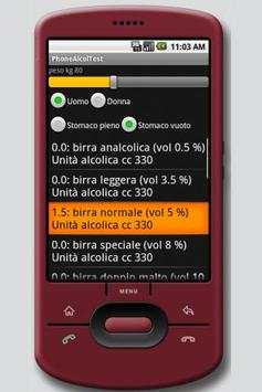 PhoneAlcolTest 1.6 screenshot 1