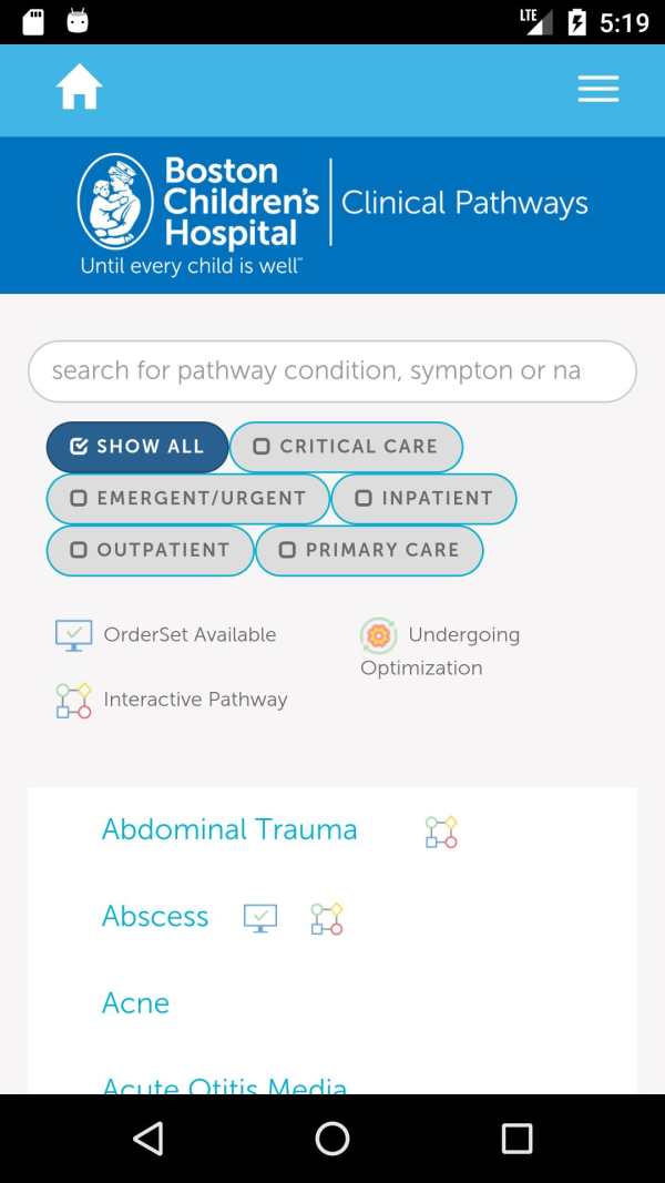 BCH Clinical Pathways screenshot 1