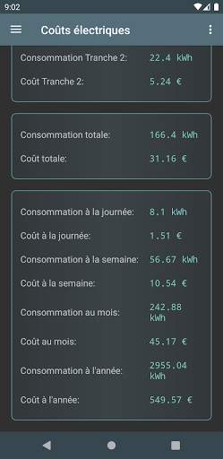 Coûts électriques screenshot 3