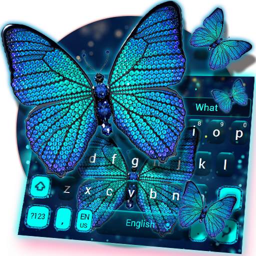 Blue Diamond Butterfly Keyboard Theme 10001004