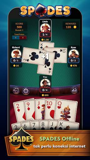 Spades - Game Kartu Offline Gratis screenshot 1
