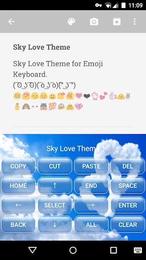 Sky Love Emoji Keyboard Theme screenshot 3