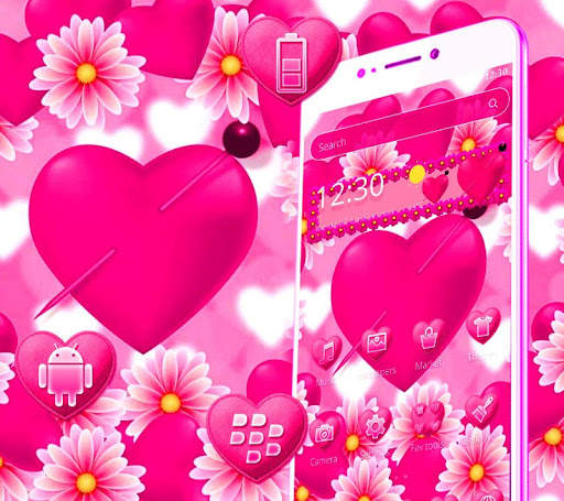 Pink Heart Flower Theme screenshot 1