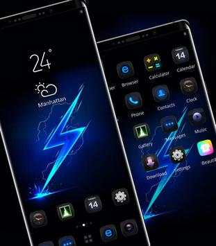 Cool tech dark blue neon lightning theme screenshot 2
